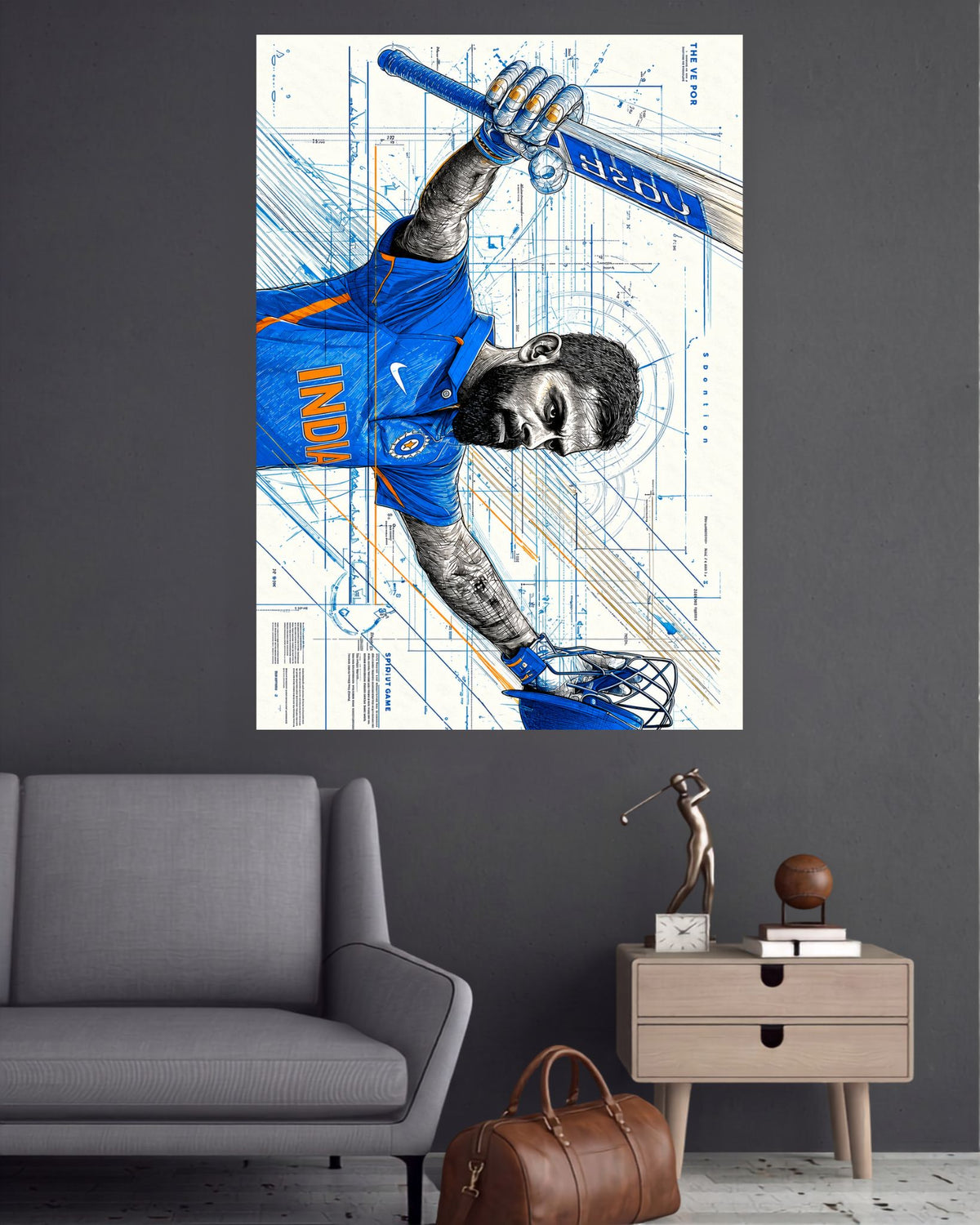Virat Kohli Arms Open Portrait Cricket Wall Poster