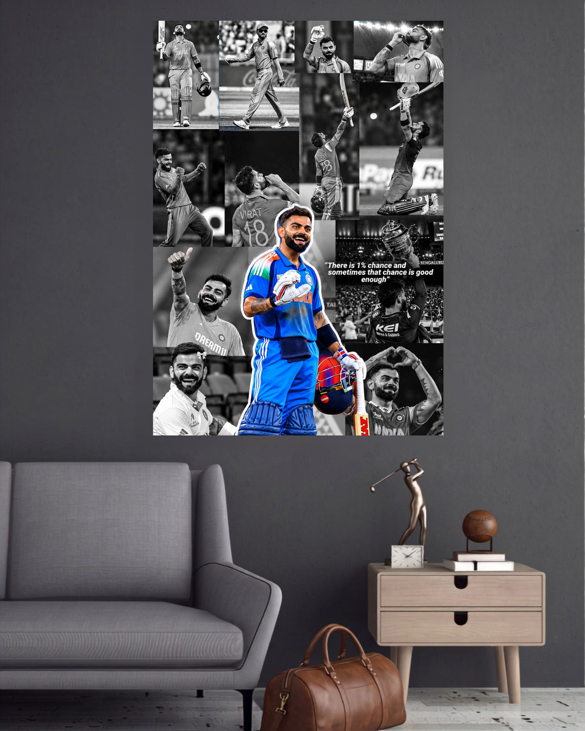 Virat Kohli Champion Collage Cricket Wall Poster