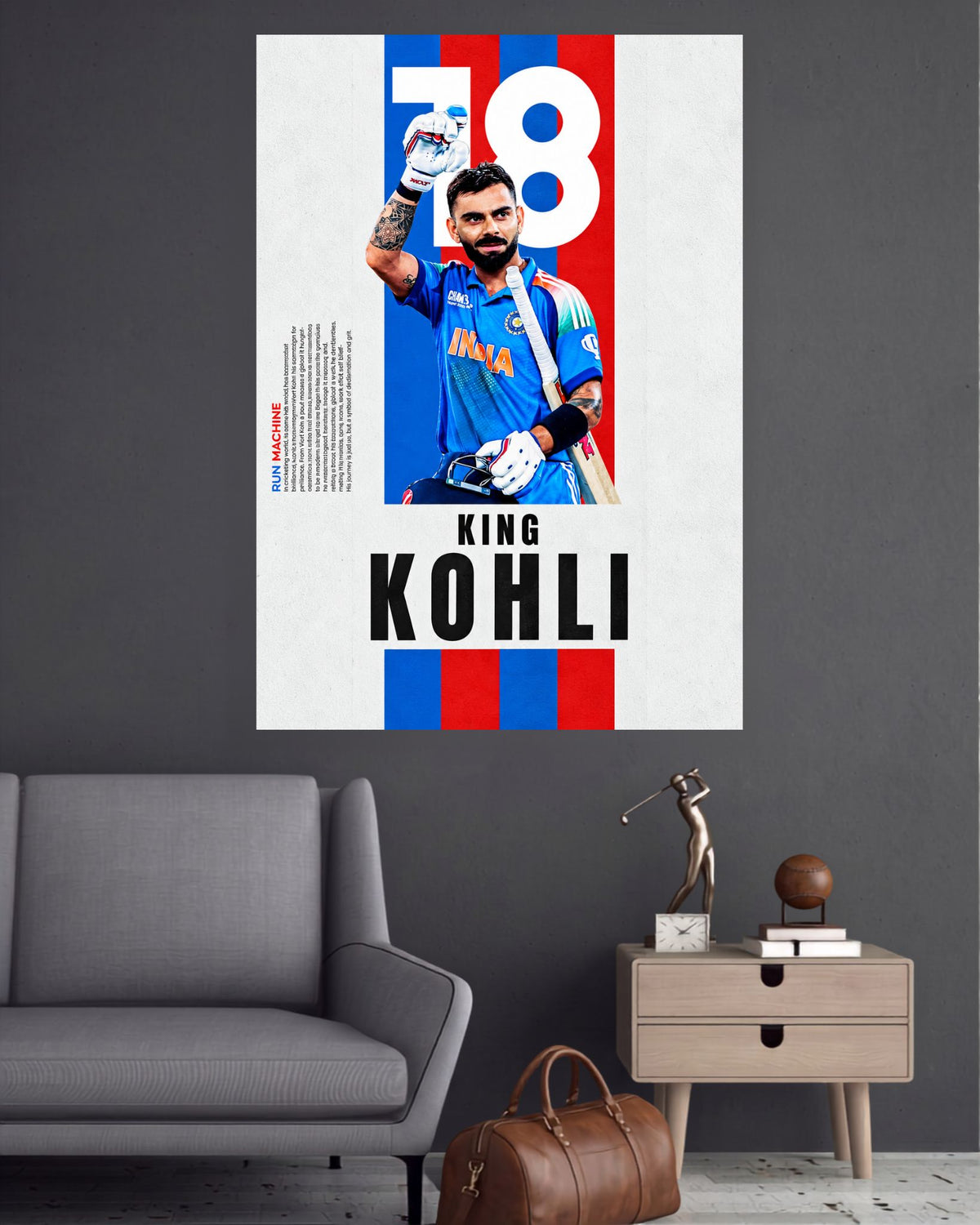 Virat Kohli King Kohli 18 Cricket Wall Poster
