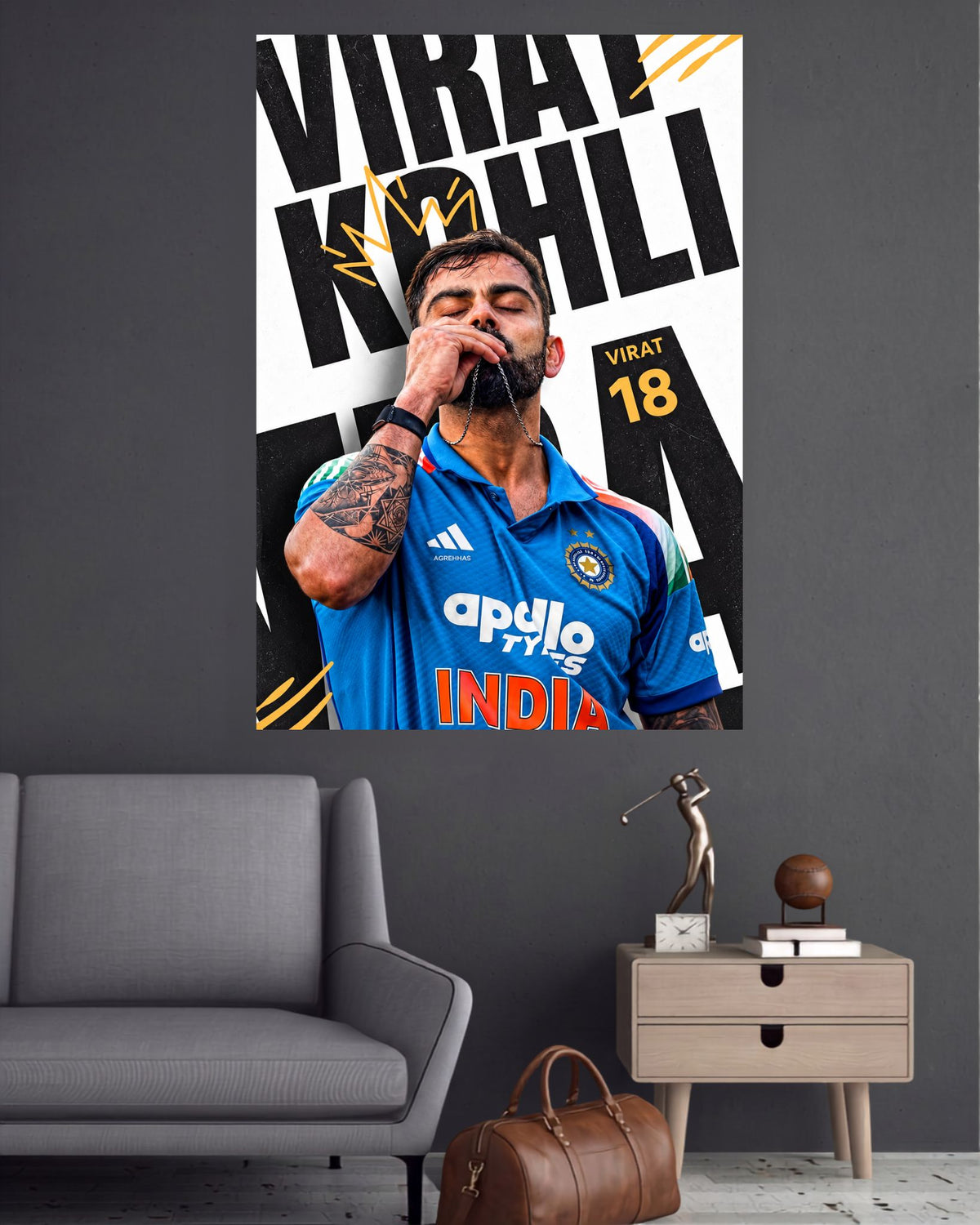 Virat Kohli Crown 18 Portrait Cricket Wall Poster