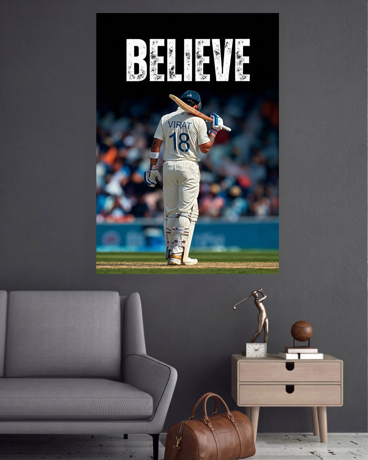 Virat Kohli Believe Test 18 Cricket Wall Poster