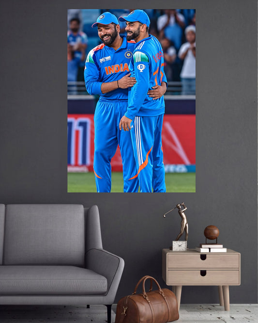 Rohit Sharma & Virat Kohli Winning Bond Cricket Wall Poster