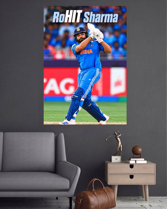 Rohit Sharma Power Batting Cricket Wall Poster