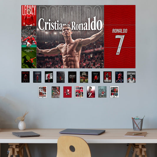Cristiano Ronaldo Legacy wall collage room setup mockup