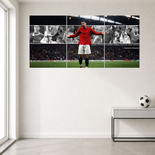 Cristiano Ronaldo Manchester United Legend Football Wall Posters 3 split room mockup