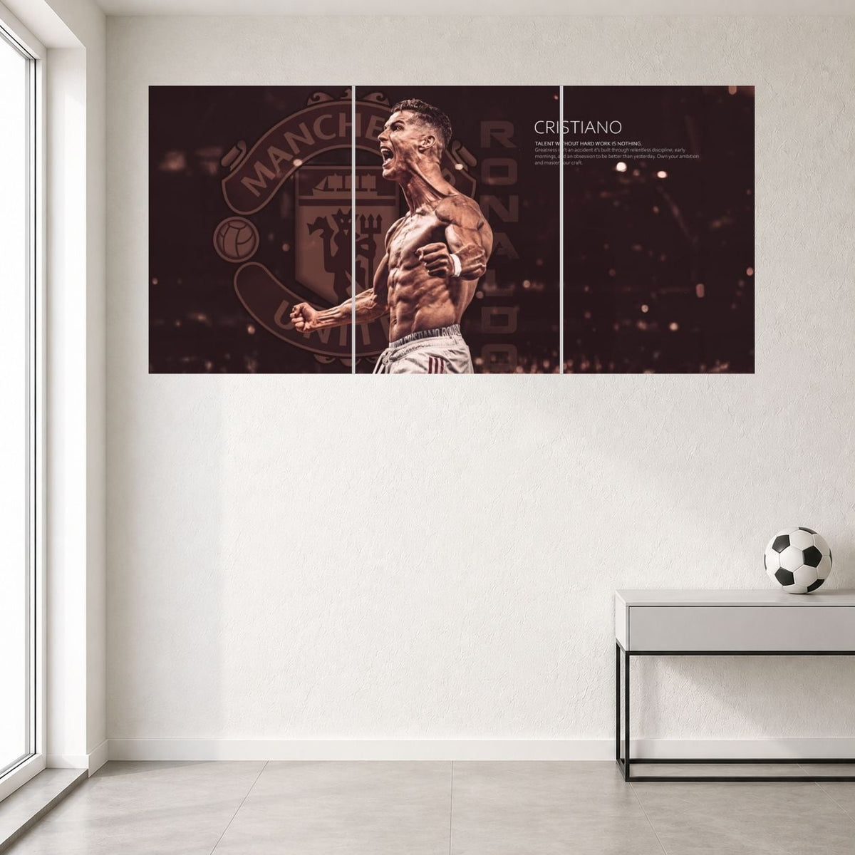 Cristiano Ronaldo Vintage Portrait Edition 3 split football poster mockup