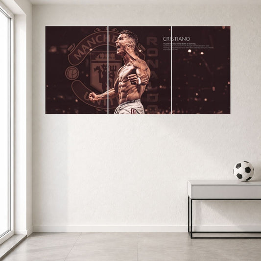 Cristiano Ronaldo Vintage Portrait Edition 3 split football poster mockup