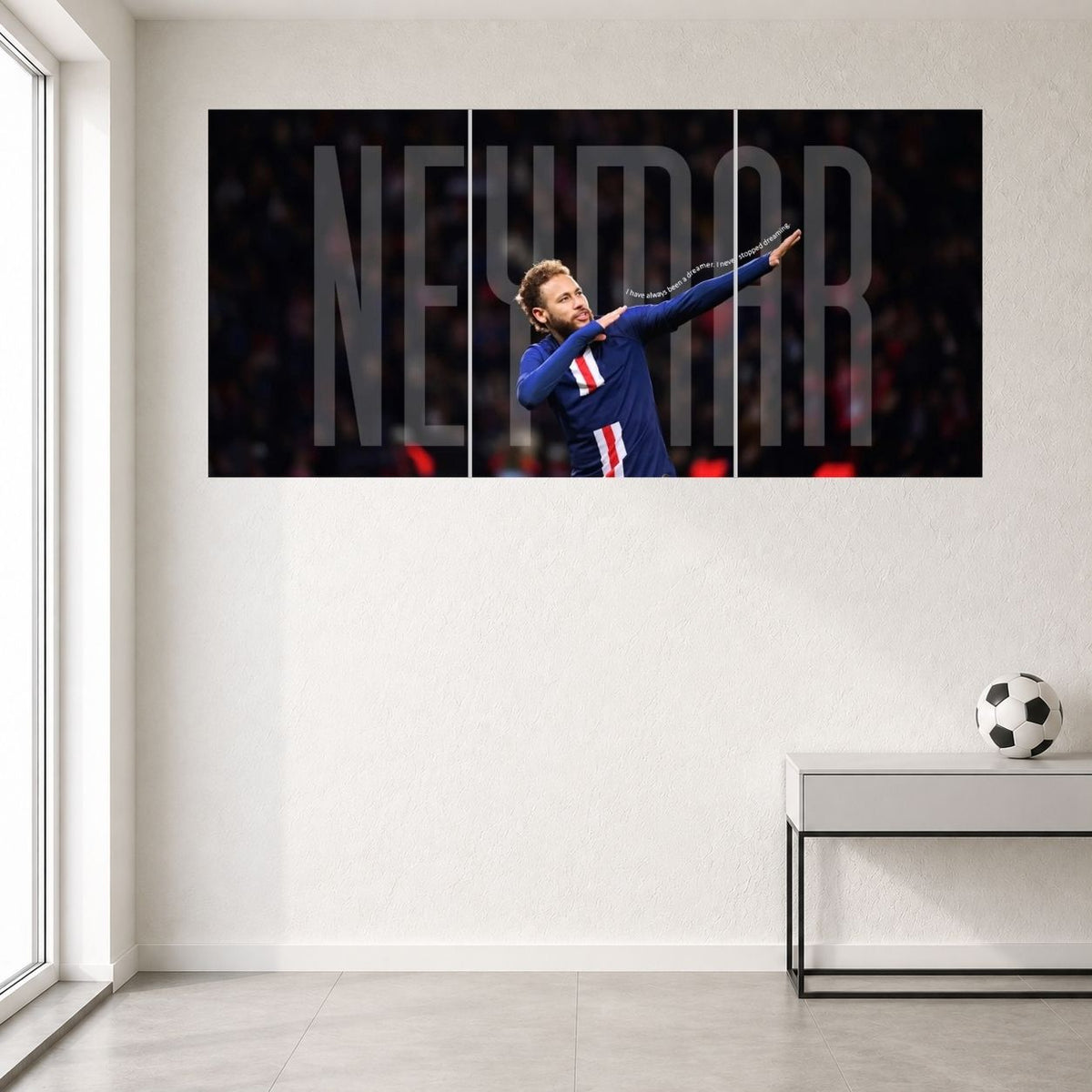 Neymar Jr PSG Football Wall Posters 3 split room mockup