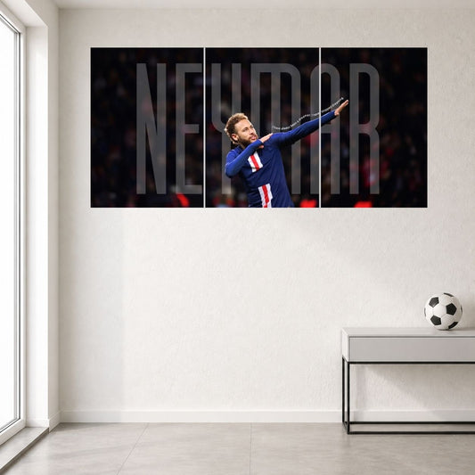 Neymar Jr PSG Football Wall Posters 3 split room mockup