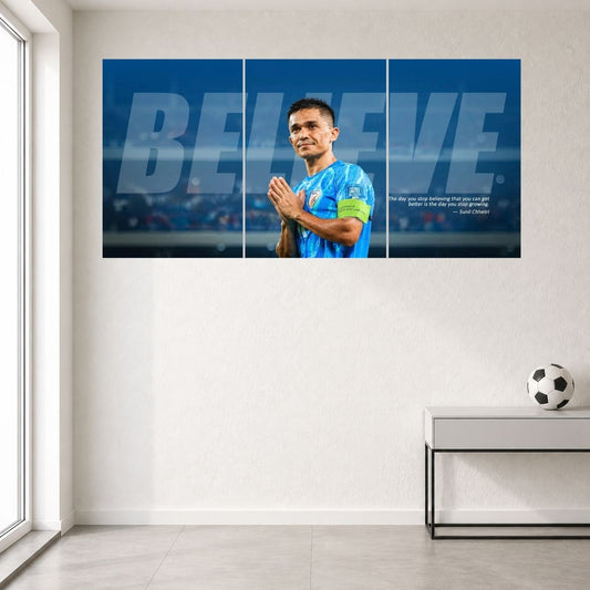 Cristiano Ronaldo Portugal Believe Football Wall Posters 3 split room mockup