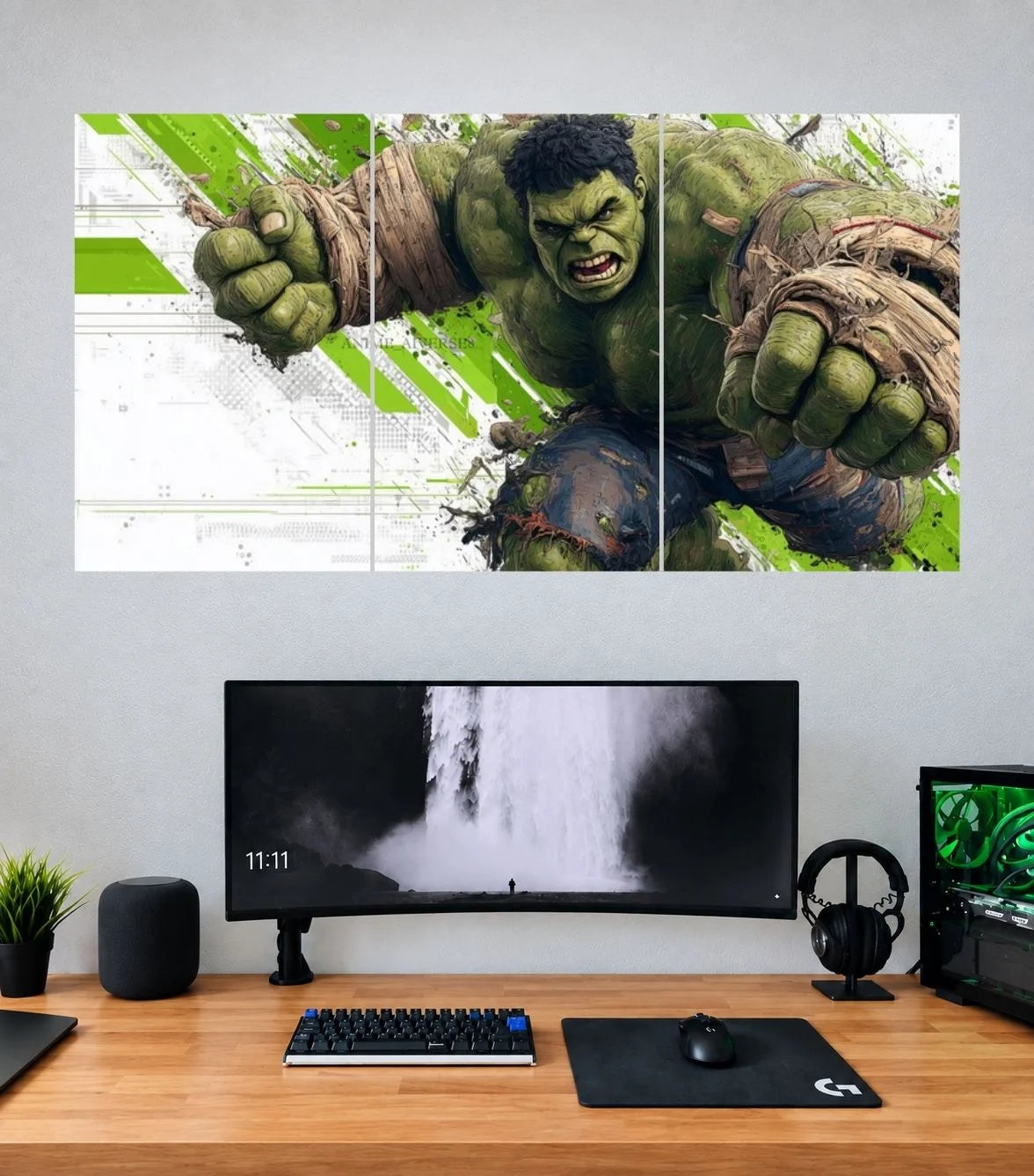 Hulk Comic Smash Action Edition Hulk 3 split wall poster mockup