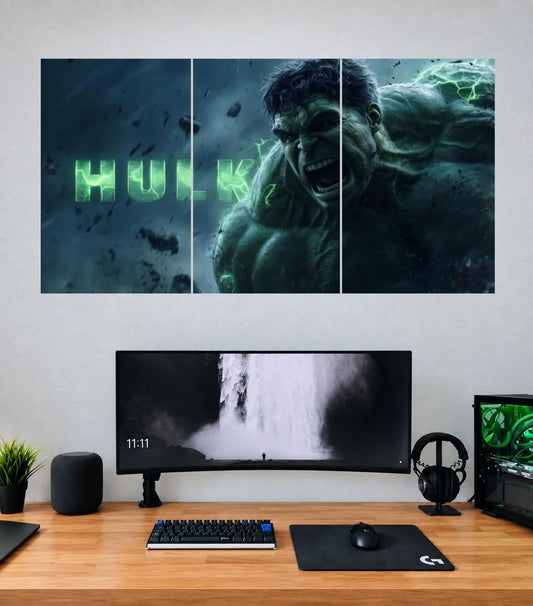 Hulk Stormy Night Typography Edition Hulk 3 split wall poster mockup