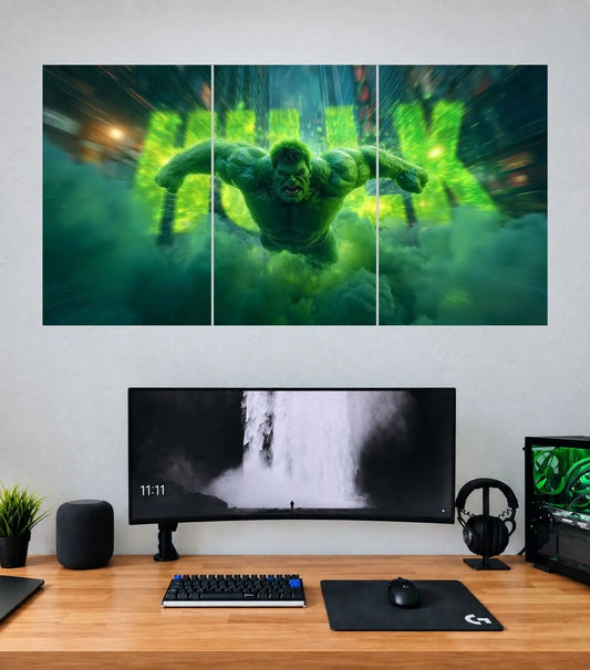 Hulk Gamma Energy Charge Edition Hulk 3 split wall poster mockup