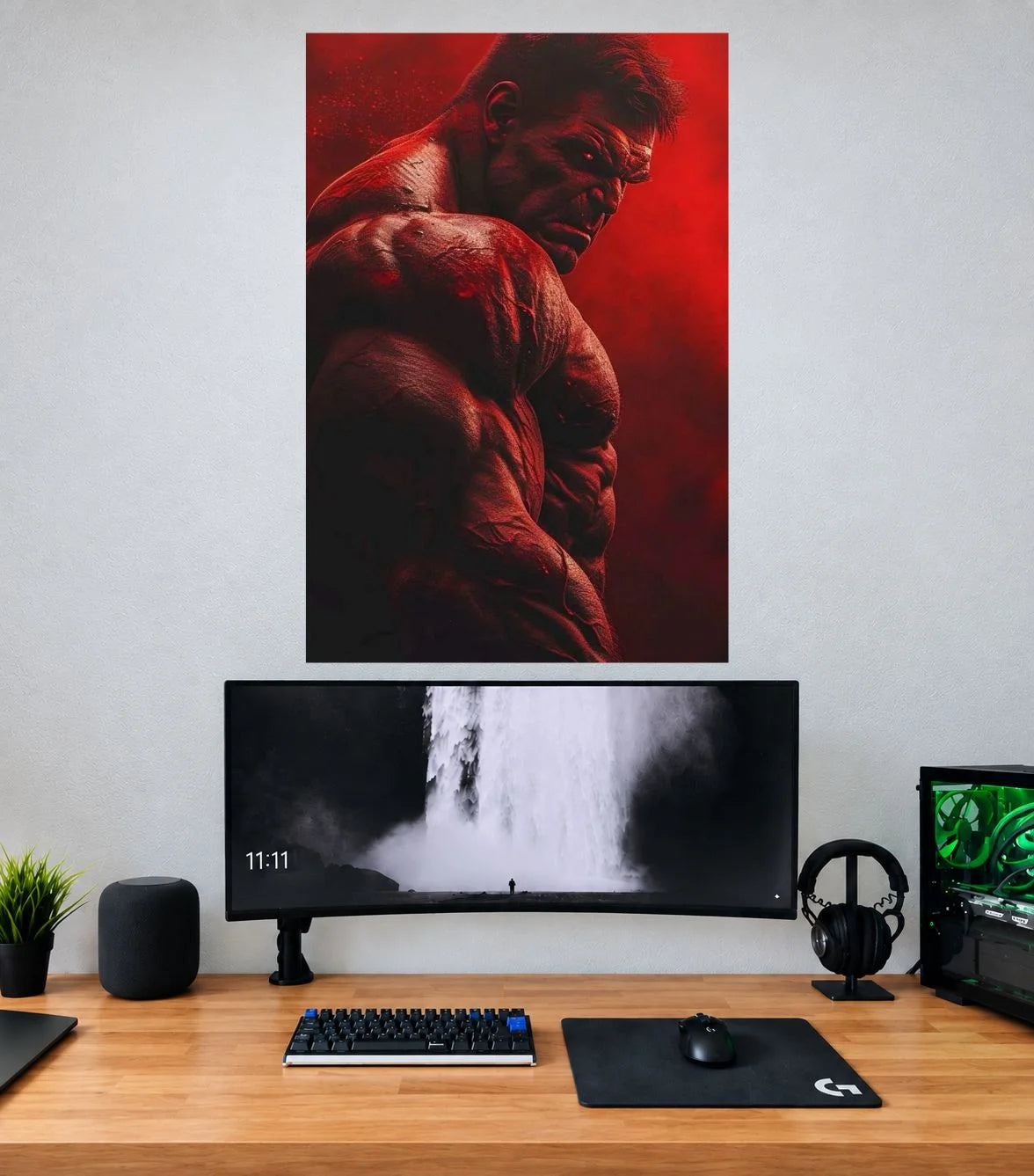 Hulk Red Rage Portrait Edition Marvel single wall poster mockup