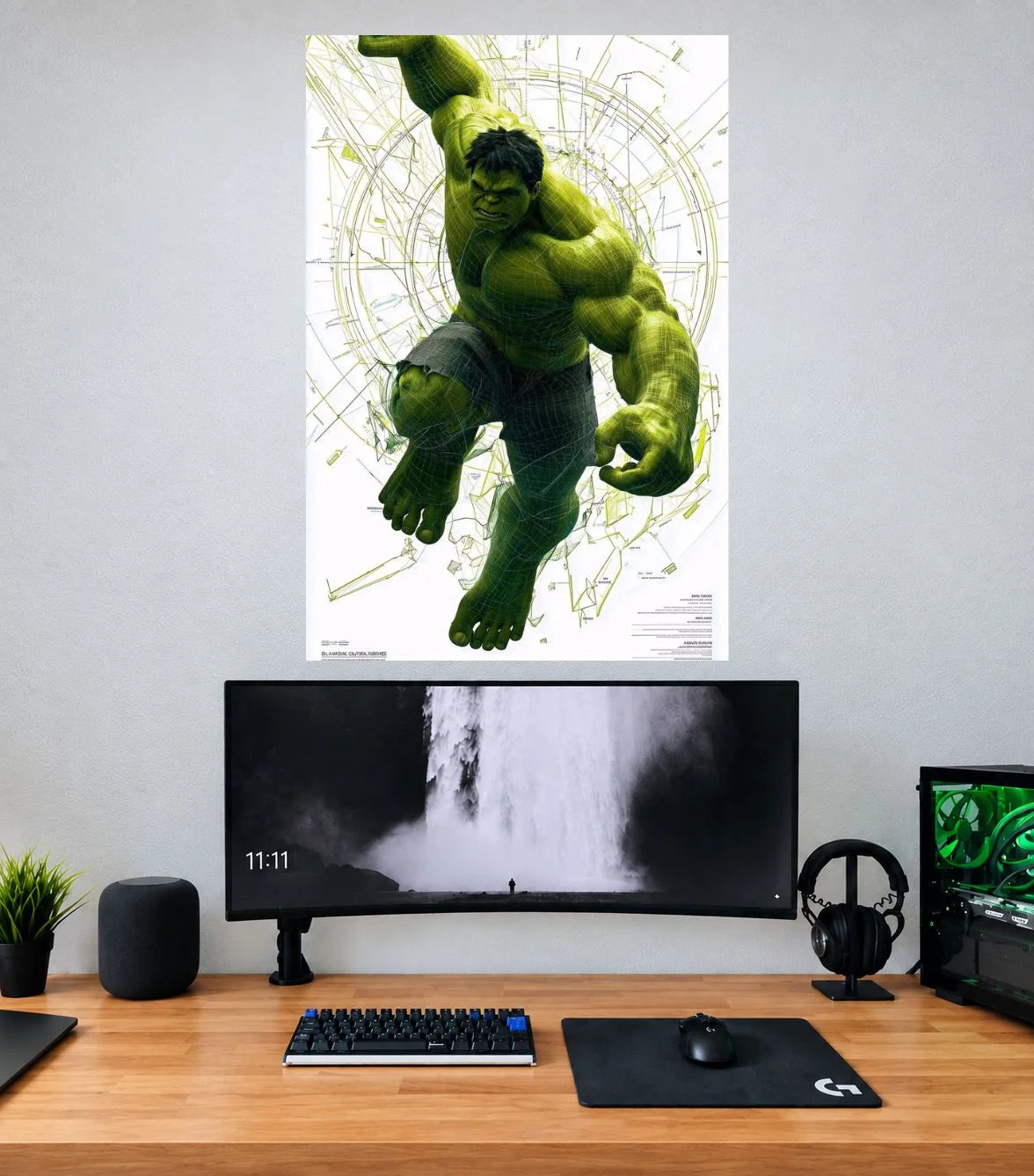 Hulk White Sketch Action Edition Marvel single wall poster mockup