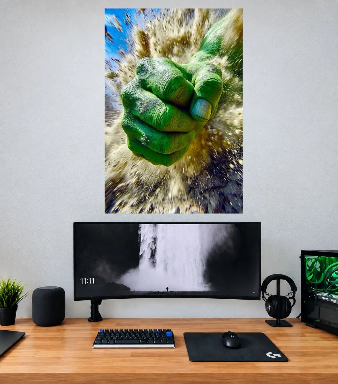 Hulk Super Saiyan Inspired Smash Edition Marvel single wall poster mockup