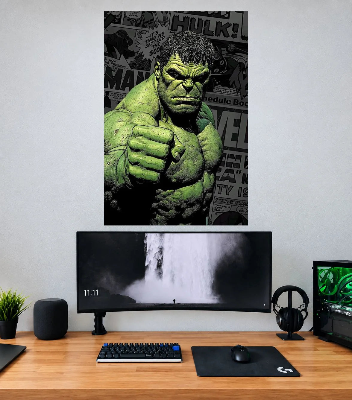Hulk Classic Comic Fist Edition Marvel single wall poster mockup