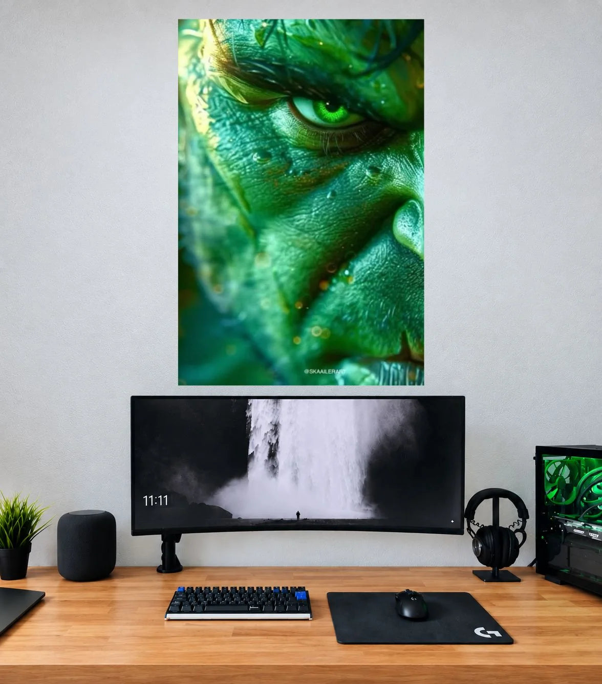 Hulk Emerald Eye Closeup Edition Marvel single wall poster mockup
