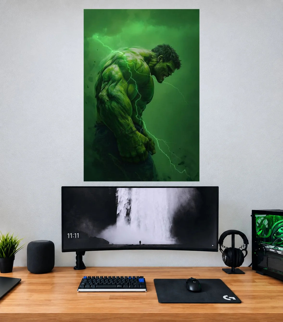 Hulk Emerald Shadow Warrior Edition Marvel single wall poster mockup