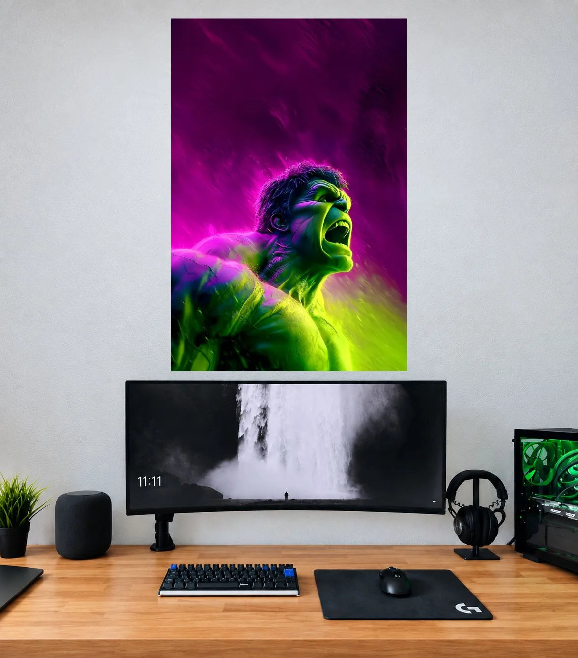 Hulk Purple Gamma Roar Edition Marvel single wall poster mockup