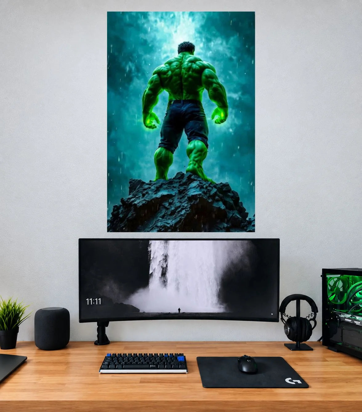 Hulk Cosmic Blue Guardian Edition Marvel single wall poster mockup