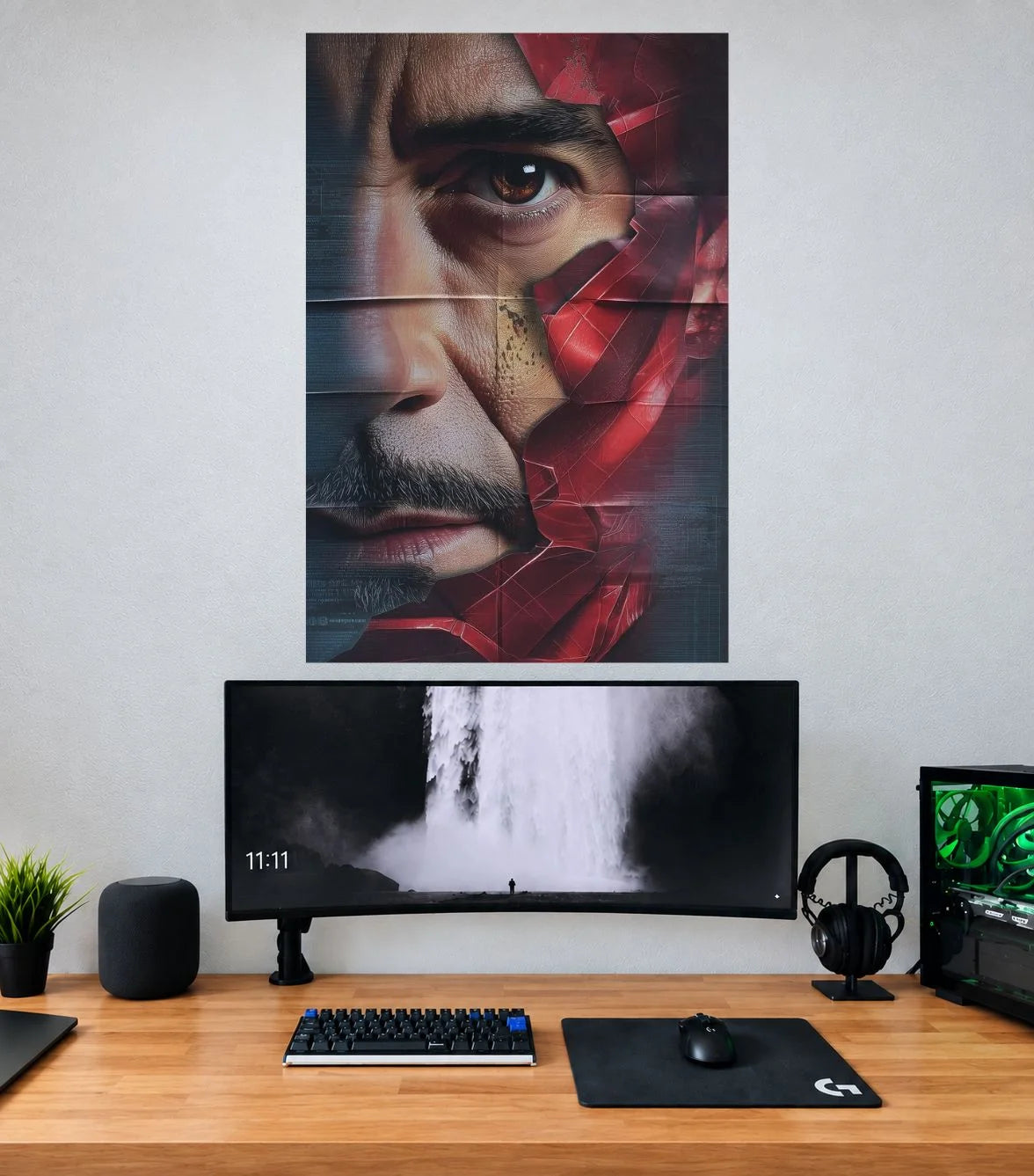 Tony Stark Split Face Portrait Edition single Marvel wall poster mockup