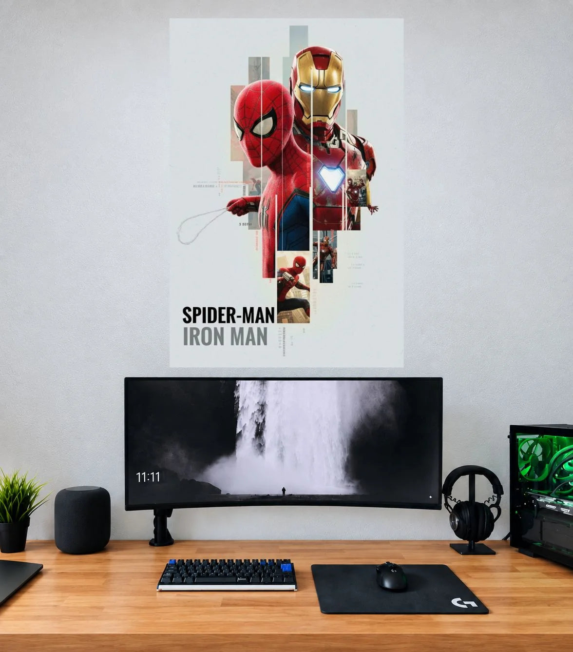 Iron Man Spider-Man Duo Collage Edition single Marvel wall poster mockup