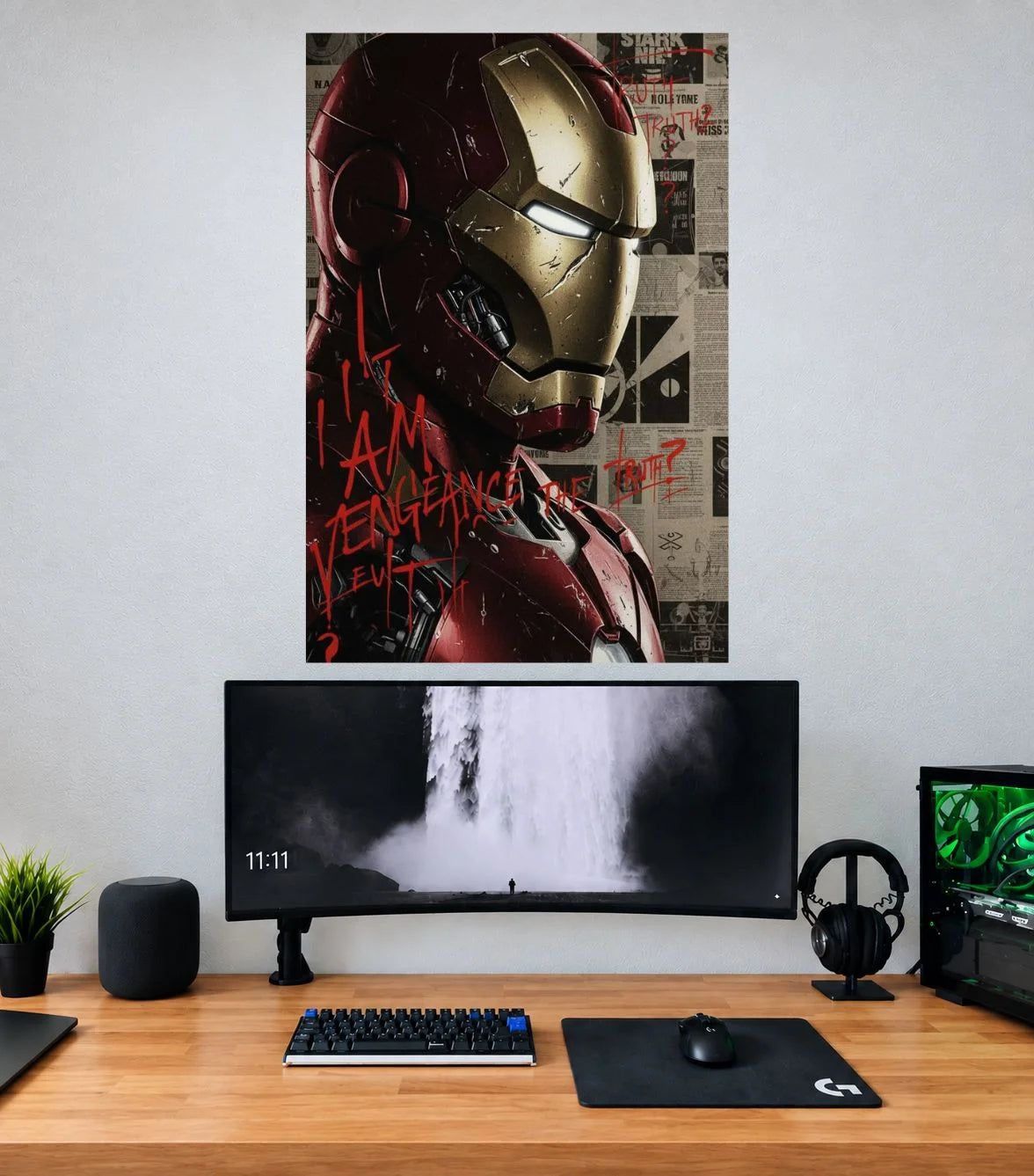 Iron Man Battle Damaged Helmet Edition single Marvel wall poster mockup