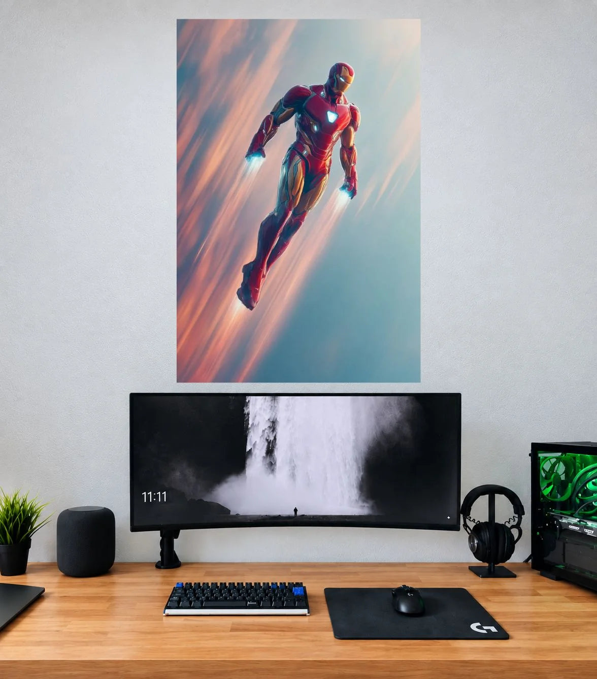 Iron Man Sunset Sky Flight Edition single Marvel wall poster mockup