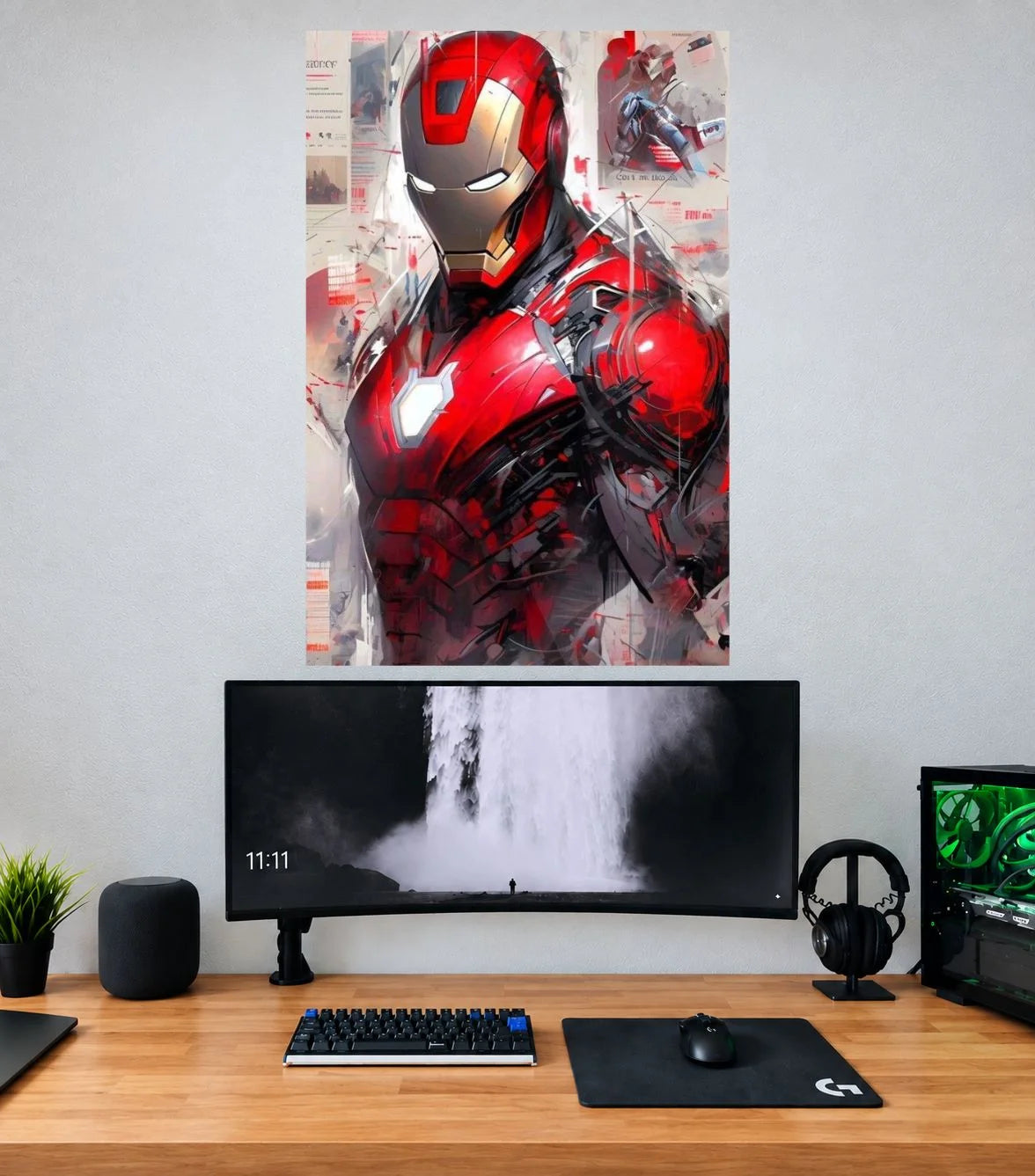 Iron Man Red Silver Armor Portrait Edition single Marvel wall poster mockup
