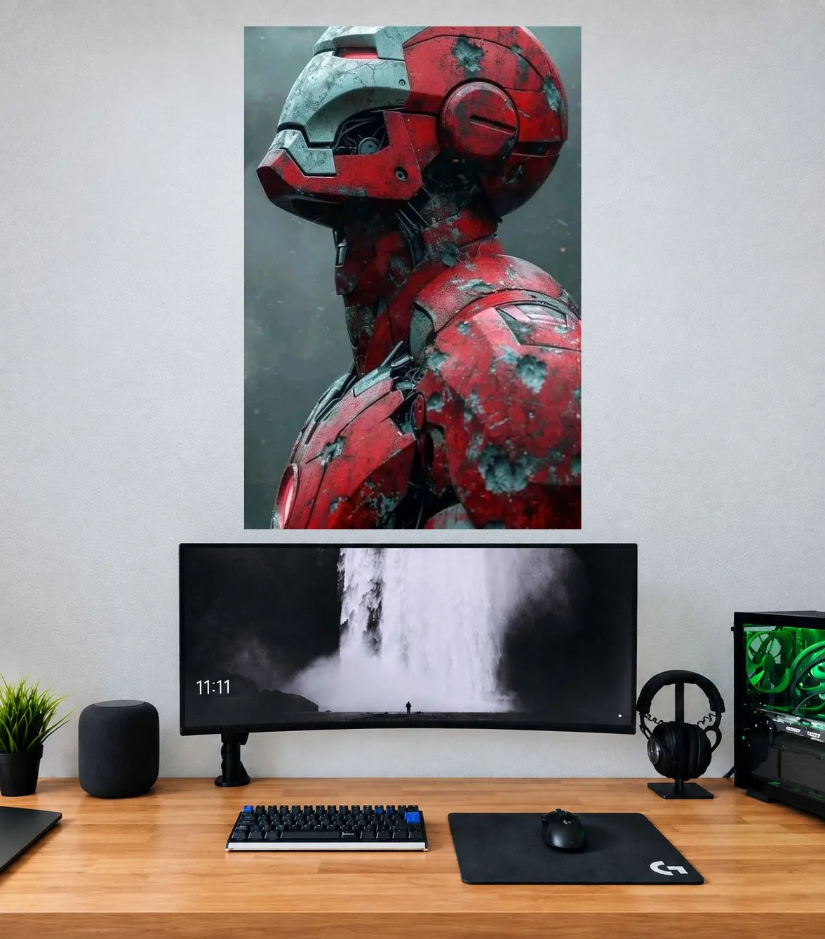 Iron Man Weathered Side Profile Edition single Marvel wall poster mockup