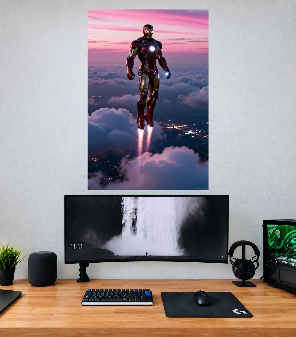 Iron Man Pink Cloud Jet Flight Edition single Marvel wall poster mockup
