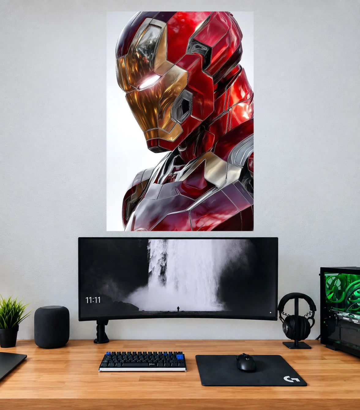 Iron Man Crimson Armor Side Profile Edition single Marvel wall poster mockup