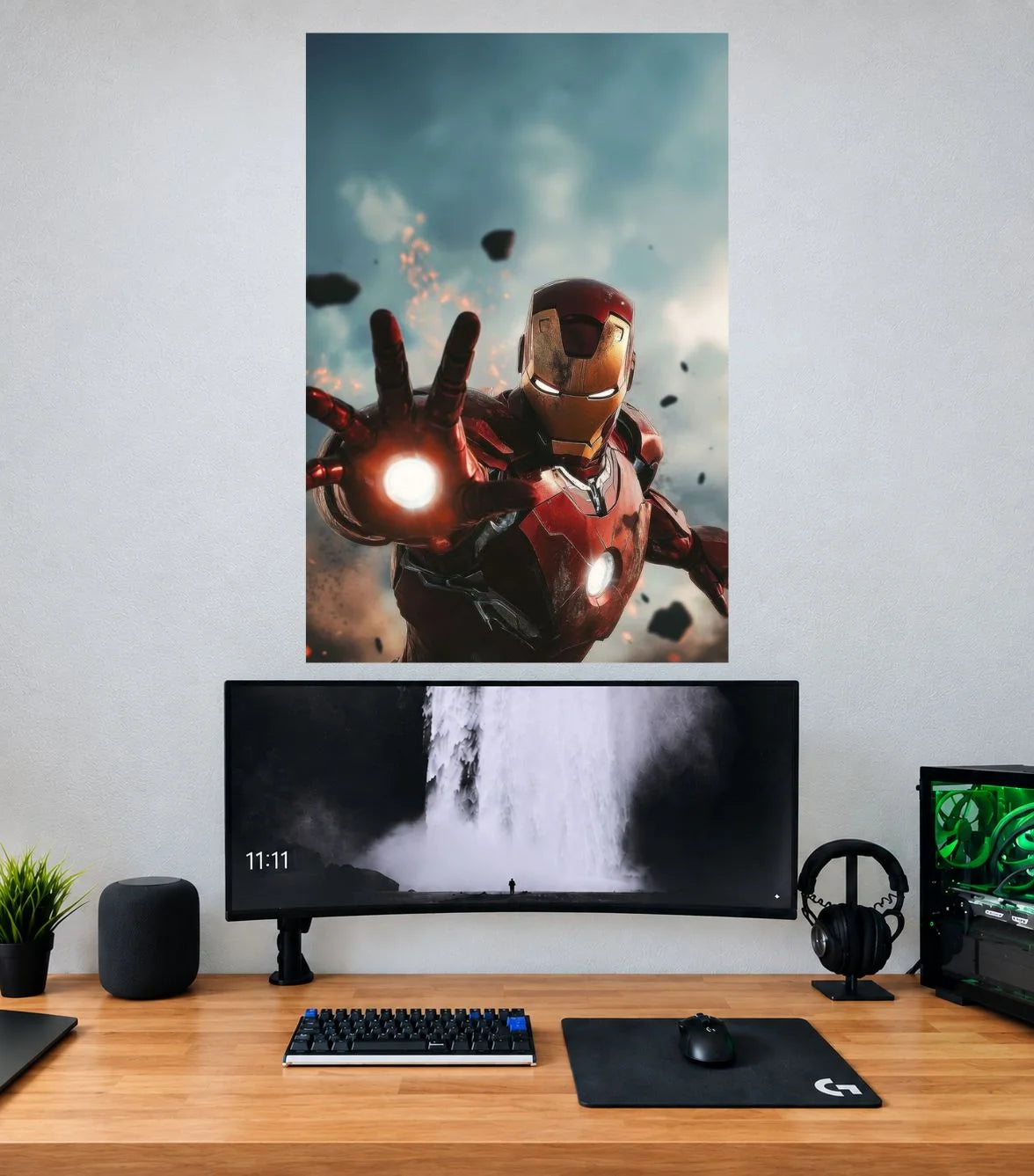 Iron Man Repulsor Blast Skydive Edition single Marvel wall poster mockup
