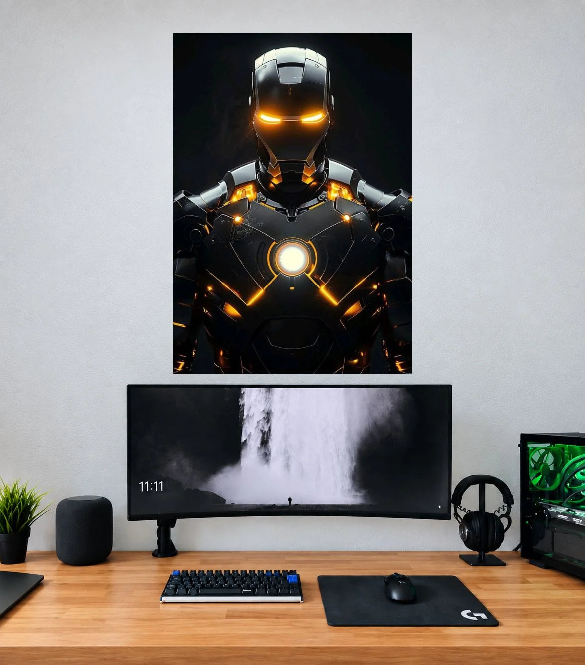 Iron Man Black Gold Arc Reactor Edition single Marvel wall poster mockup