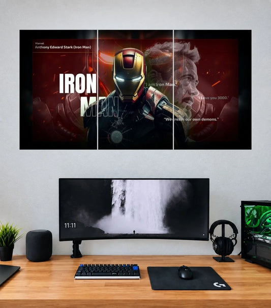 Iron Man Triple Armor Portrait Edition Iron Man 3 split panoramic poster mockup