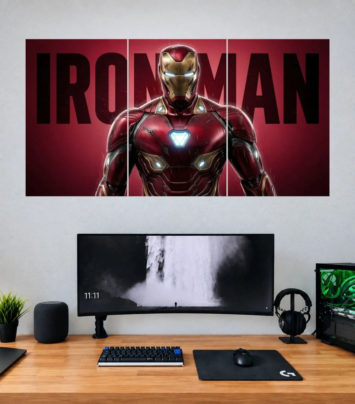 Iron Man Crimson Power Typography Edition Iron Man 3 split panoramic poster mockup