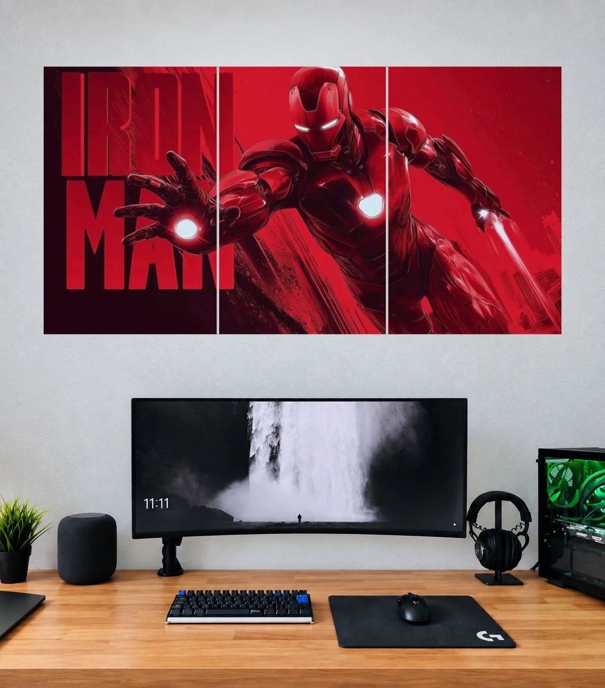 Iron Man Scarlet Action Typography Edition Iron Man 3 split panoramic poster mockup