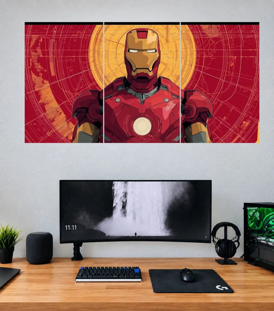 Iron Man Golden Halo Armor Edition Iron Man 3 split panoramic poster mockup