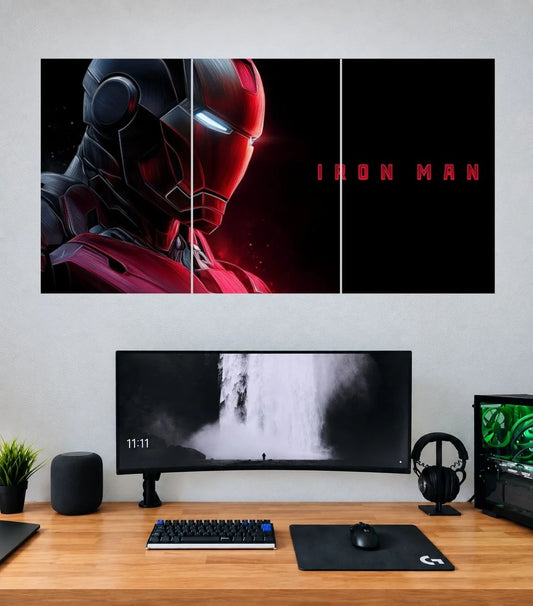 Iron Man Crimson Shadow Helmet Edition Iron Man 3 split panoramic poster mockup