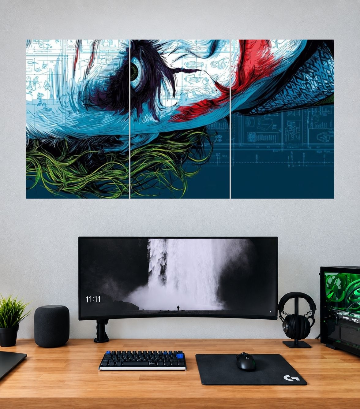 Joker Upside Down City Edition Joker 3 split poster mockup: three coordinated panoramic panels