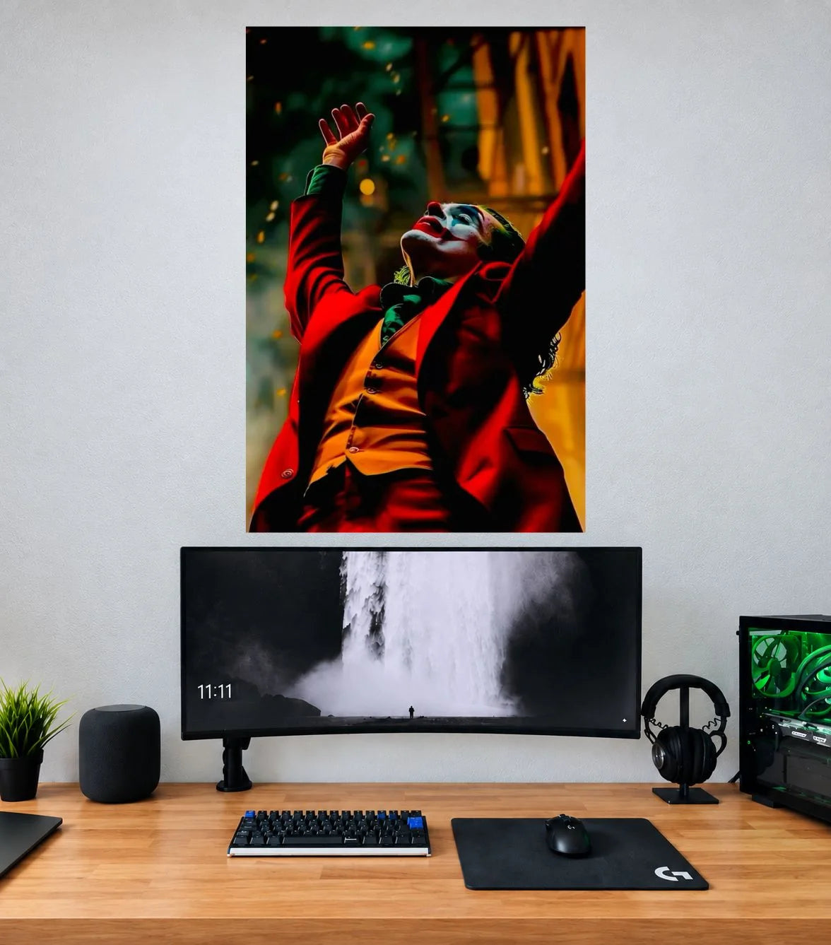Joker Red Suit Dancing Chaos Edition DC single poster mockup