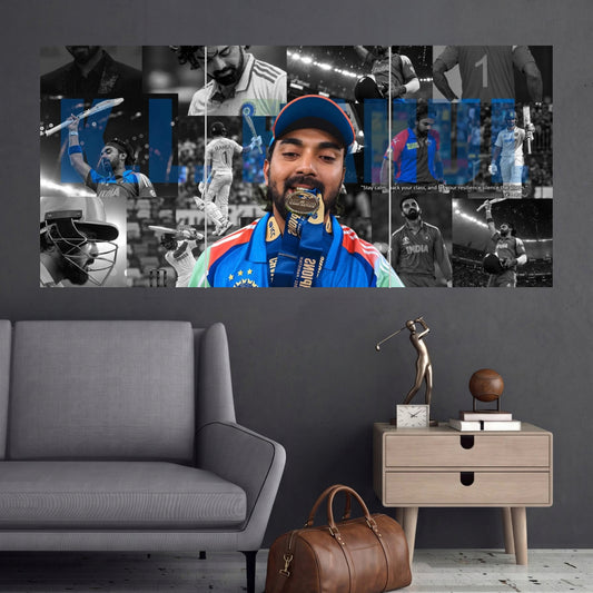 KL Rahul Champion Medal Collage 3 Split Cricket Wall Posters