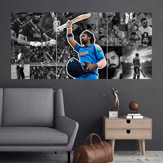 KL Rahul Cricket Legacy Collage 3 Split Wall Posters