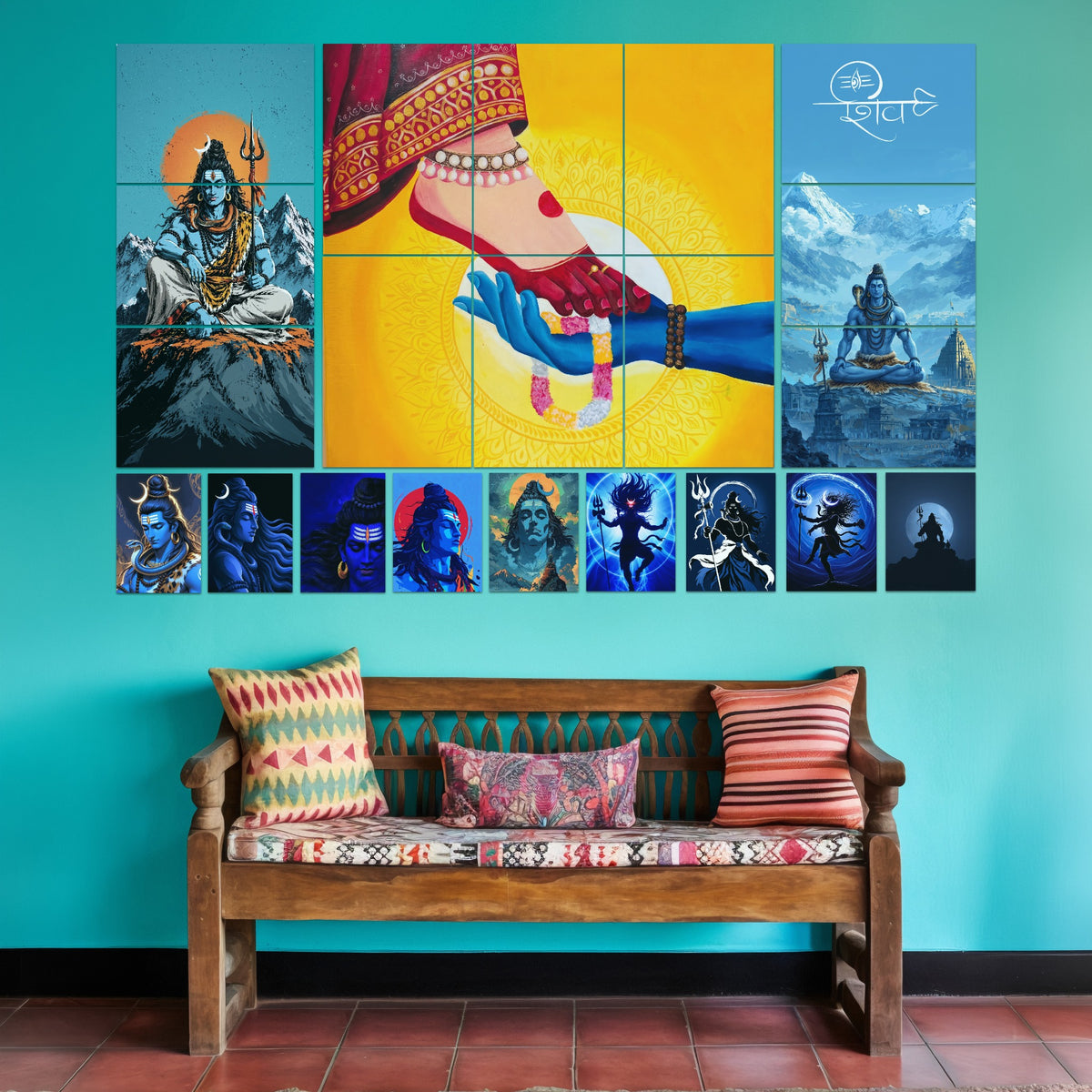 Lord Shiva room setup wall poster pack original mockup
