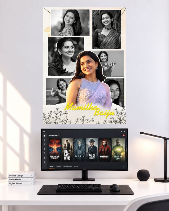 Mamitha Baiju Lavender Smile Collage wall poster