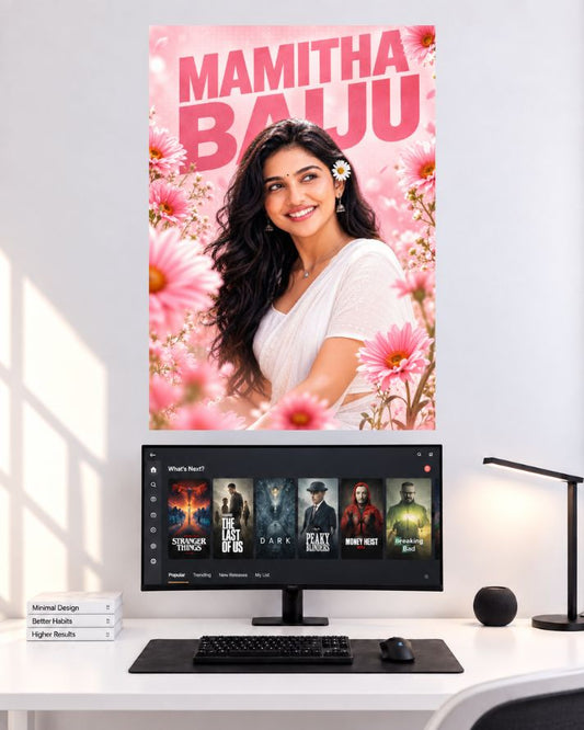 Mamitha Baiju Pink Daisy Smile wall poster