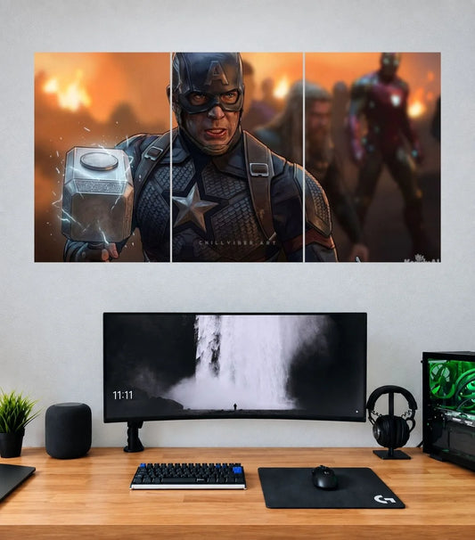 Captain America Endgame Battlefield Alternate Edition 3 split panoramic wall poster