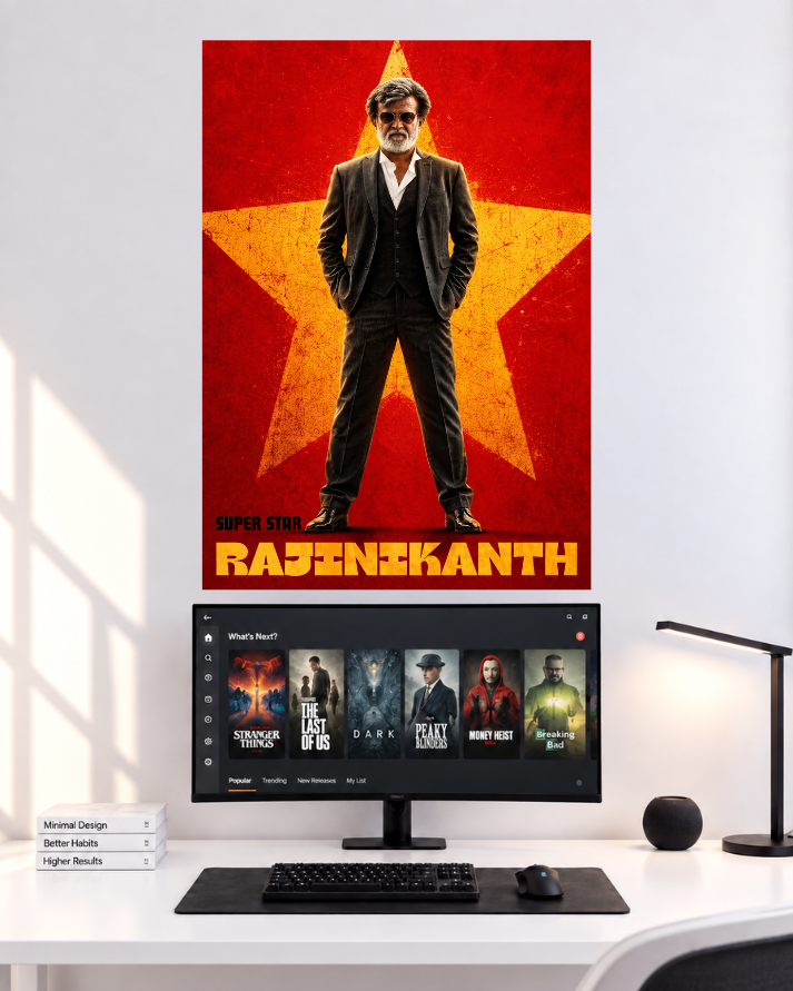 Rajinikanth Superstar Star Suit original single poster mockup