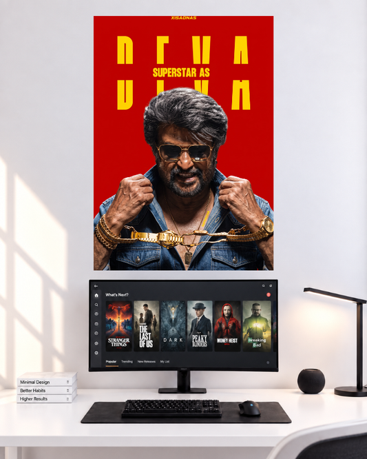 Rajinikanth Retro Red original single poster mockup
